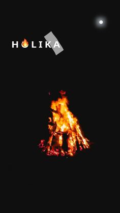 a bonfire with the words holika on it