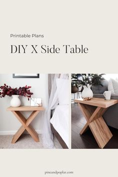 the diy x side table is made from wood