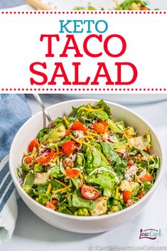 a white bowl filled with keto taco salad