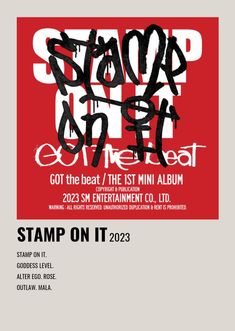 the poster for stand on it, with words written in black and red inks