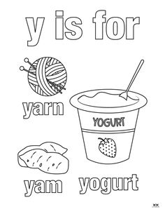 the letter y is for yogurt coloring page