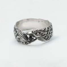 Raven Silver Ring Hugin and Munin, Norse Raven Jewelry, Chunky Silver Ring, Mens Raven Ring, Womans Raven Ring - Etsy Crow Ring, Norse Raven, Goth Rings, Raven Ring, Hugin And Munin, Raven Claw, Raven Jewelry, Goth Ring, Chunky Silver Rings