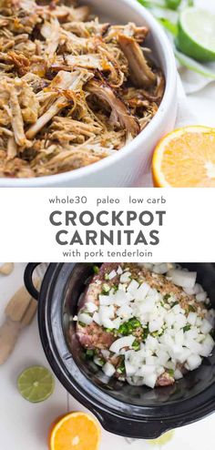 crockpot carnitas with pork and orange slices