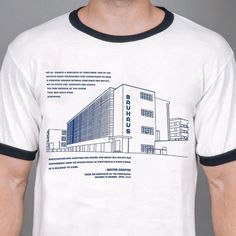 Architee Bauhaus T Shirt Nwot Store Display Cotton Blend Architee Makes An Amazing Collection Of T Shirts Printed With Blueprints Of Architectural Landmarks Bauhaus Building, Bauhaus Movement, Walter Gropius, The Bauhaus, Architectural Prints, Store Display, Merchandise Design, Bauhaus, Tshirt Print