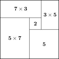 the square is divided into four equal squares and has three numbers on each one side