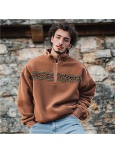 Men Hoodies, Unisex Polar Fleece Aztec Retro Polo Sweatshirt Fleece Sweatshirt For Outdoor With Long Sleeves, Outdoor Fleece Sweatshirt With Long Sleeves, Outdoor Long Sleeve Fleece Sweatshirt, Long Sleeve Fleece Sweatshirt With Fleece Lining, Casual Fleece Sweatshirt For Outdoor, Casual Outdoor Fleece Sweatshirt, Fleece Long Sleeve Sweater For Outdoor, Long Sleeve Fleece Sweater For Outdoor, Casual Long Sleeve Sweatshirt With Fleece Lining