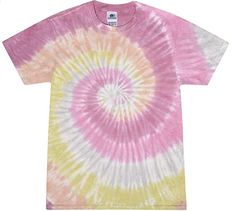 a pink, yellow and white tie - dyed t - shirt on a white background