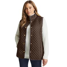 Meet the casual layer of the season. Quilting adds texture and warmth to this vest that is the perfect layering piece for cold days. Pair it with a turtleneck and jeans or chinos. Ladies Of London, Quilted Vest, Layering Pieces, Cold Day, Layering, Quilting, Turtle Neck, Top Outfits, Plus Size