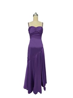 plum Satin Bridesmaid Evening Dress, Solid Satin Bridesmaid Evening Dress, Solid Satin Evening Dress With Fitted Bodice, Bridesmaid Dress With Satin Finish For Prom Season, Satin Finish Bridesmaid Dress For Prom Season, Bridesmaid Satin Gown With Ruched Bodice, Fitted Satin Finish Evening Dress For Bridesmaid, Solid Satin Evening Dress For Wedding, Fitted Satin Finish Bridesmaid Gown