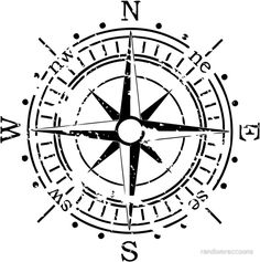 a black and white compass on a white background