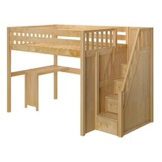 ENORMOUS15 XL NS : Storage & Study Loft Beds Full XL High Loft Bed with Stairs + Corner Desk, Slat, Natural Stairs Corner, High Loft Bed, Loft Bed With Stairs, Queen Loft Beds, Stair Slide, Play Beds, Bed With Stairs, Bottom Bunk, Grey Bedroom Decor