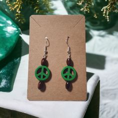 Express Your Boho Spirit With These "Handmade By Donovan" Green Peace Bead Dangle Earrings. Crafted From Resin, Wood, And Metal, They Add A Unique Artisan Touch To Any Outfit. Handcrafted By Donovan Boho Green Peace Bead Design 2" Dangle Size Made From Resin, Wood, And Metal Perfect For Women Ideal For Beach Core Style Features: All Seasons Made In Usa Hand Wash Size: Womens 2" Dangle Condition: New Without Tags This Is A One Of A Kind Piece Created By Myself With Once Loved Items From The Past. Beach Core, Green Peace, Bead Dangle Earrings, Boho Green, Square Earrings Studs, Square Stud, Beaded Dangle Earrings, Square Earrings, Green Earrings