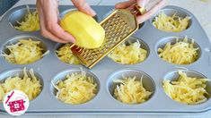 someone grating cheese in a muffin tin