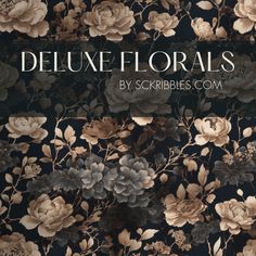 an image of flowers on a black background with the words deluxe florals written below