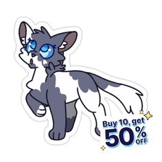 a sticker with an image of a cat on it's face and the words buy