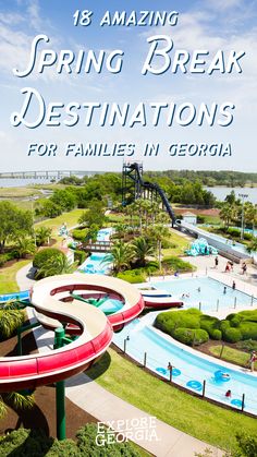 an aerial view of a water park with the words, summer guide to jekyll island, georgia