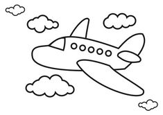 an airplane flying in the sky with clouds around it, outlined on a white background