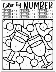 color by number coloring pages for kids with numbers and shapes to print on the page