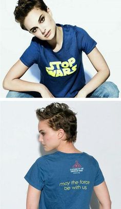 two photos of a young man with his hands on his hips and the same photo of him wearing a star wars t - shirt