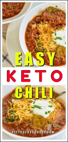 easy keto chili recipe in two bowls