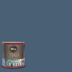 a can of chalk paint on a blue background