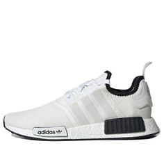 adidas NMD_R1 'Cloud White Black' DB3587 (SNKR/Retro/Weave/Women's/Pure White) Adidas Lace-up Sneakers For Light Sports, White Custom Sneakers With Three Stripes For Sports, Adidas Custom Sneakers For Streetwear With Cushioned Footbed, Adidas Custom Sneakers With Cushioned Footbed For Streetwear, White Custom Adidas Sneakers For Streetwear, Urban Adidas Running Shoes For Light Sports, Adidas Streetwear Running Shoes With White Sole, Sporty Adidas Custom Sneakers For Running, Sporty Adidas Custom Sneakers With Cushioned Footbed