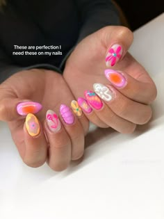 #nails #nailart #summer Fun And Colorful Nails, Simple But Cute Summer Nails, Bright Unique Nails, Summer Nails Crazy, Summer Nails Unique, Fun Gel X Nails, Colorful Summer Nails 2024, Crazy Summer Nails Designs, Vibrant Summer Nails Almond