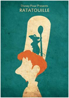 the poster for ratatoulie from disney pixar shows a man with red hair and a mouse on his head