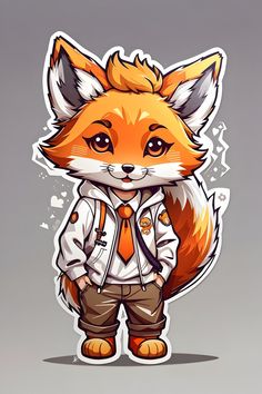 a cartoon fox wearing a jacket and tie