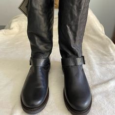 Beautiful Frye Boots In Soft Black Leather. Brand-New Never Worn. Size 6 1/2. Frye Boots, Frye Shoes, Soft Black, Shoes Heels Boots, Shoes Women Heels, Heeled Boots, Shoes Heels, Black Leather, Size 6