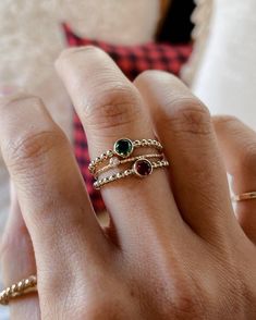 14KGF Christmas Ring Set, Garnet Stackable Ring, Emerald Ring, Lab-Created Stone Ring, Multi Color Stone Rings, Christmas Gift, 1/20 14K Belief GF Christmas Edition Ring Set of Three 1. 4mm lab-created garnet with 1.9mm gold filled bead band 2. 2mm cz with sparkle band 3. 4mm lab-created emerald with 1.9mm gold filled bead band All of our jewelry is 1/20 14k gold filled finished with 14k gold.  Our lab created stone is made in Germany. Fine Jewelry Stackable Round Ruby Ring, Stackable Ruby Ring Fine Jewelry, Stackable Round Ruby Ring Fine Jewelry, 14k Gold Three-stone Emerald Ring As Gift, 14k Gold Faceted Ring, Elegant Faceted Round Band Jewelry, Elegant 14k Gold Faceted Stackable Rings, Elegant Round Band Faceted Jewelry, Elegant Faceted Birthstone Ring In 14k Gold