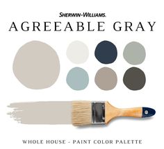 a paint brush with the words, sherylin williams's rainwashed whole house - paint color palette