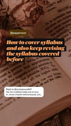 an open book with the text how to cover syllabus and also keep revising the syllabus covered before