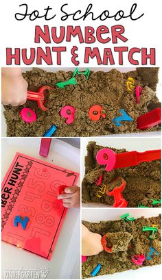 the number hunt and match activity for kids to play in their school's classroom