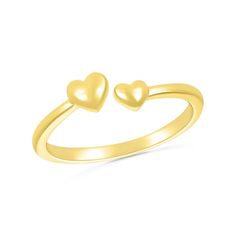 This summer, add a romantic touch to your look with this polished double heart bypass wrap toe ring in 10K gold. Crafted in warm 10K gold Two polished hearts - one larger, one smaller - punctuate the bypass design. This adjustable toe ring captures your sweet personality. Sweet Personality, Peoples Jewellers, Toe Ring, Double Heart, Toe Rings, Polish Jewelry, A Romantic, 10k Gold, This Summer