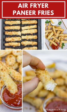 air fryer paneer fries collage with text overlay