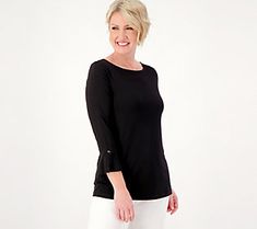 Say hello to your new favorite top. The flattering bateau neckline gracefully drapes over your decolletage and bell sleeves add ladylike charm. From Susan Graver. Elegant Boat Neck Top For Layering, Elegant Black Boat Neck Top, Elegant Solid Knit Top For Spring, Chic Stretch Boat Neck Top, Chic Stretch Tops With Boat Neck, Chic Boat Neck Top For Work, Elegant Boat Neck Tops For Fall, Bateau Neck, Susan Graver