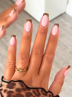 Multicolor  Collar   Colorblock,Plants Color Nails Embellished   Nail,Hand & Foot Care Leopard Nail Designs, Matte Acrylic Nails, Cheetah Nail Designs, Kutek Disney, Cheetah Nails, Leopard Print Nails, October Nails, Smink Inspiration, Leopard Nails