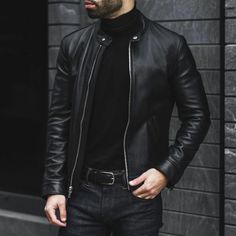 Classic Men's Banded Collar Leather Jacket in Premium Black Lambskin Leather. Handcrafted with the Highest Quality Materials. Free Shipping & Returns. Racer Leather Jacket, Thursday Boot Company, Black Leather Jacket Men, Mens Leather Accessories, Biker Coat, Black Racer, Collar Leather Jacket, Racer Jacket, Lambskin Leather Jacket