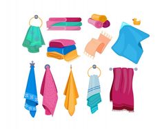 towels and other items are hanging on hooks