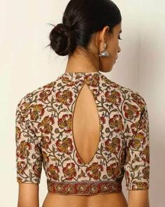 Image result for kalamkari blouse designs Blouse Designs For Youngsters, Beige Blouses, Cotton Blouse Pattern, Kalamkari Print