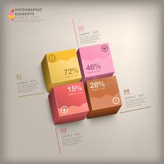 three colorful cubes with numbers on them for infografic design royalty illustration