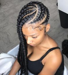 Big Cornrows Hairstyles, Side Cornrows, Cornrow Braid Styles, Lemonade Braids Hairstyles, Lemonade Braids, Athletic Hairstyles, Girls Hairstyles Braids, Penteado Cabelo Curto