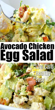 this avocado chicken egg salad is an easy and healthy side dish for lunch or dinner