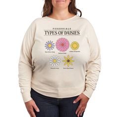 She will love showing off her style with this Plus Size Types of Daisies Lightweight French Terry Sweatshirt. FEATURES Long sleeves ScoopneckFABRIC & CARE Cotton/Polyester, French Terry Machine wash Imported Size: 4X. Color: Beige. Gender: female. Age Group: adult. Types Of Daisies, How To Show Love, Her Style, French Terry, Womens Clothing Tops, Fabric Care, Gender Female, Age Group, Daisy