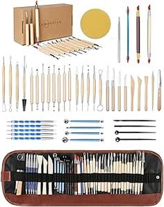 an assortment of knitting needles and crochet hooks in a brown case with matching accessories