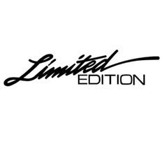 the limited edition logo is shown in black and white, with a handwritten name