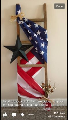 Neat Spring Porch Decor, Flag Crafts, American Flag Decor, Usa Decor