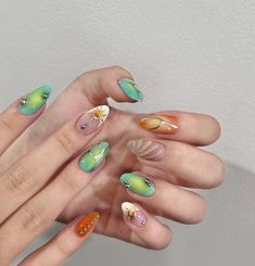 Abstract Press On Nails, Press On Nails Y2k, Y2k Chrome Nails, Fairy Nails Acrylic Green, Gel Nails Y2k, Aura Press On Nails, Y2k Nails Press On, Y2k Chrome, Nessa Nails