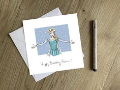 a greeting card with a drawing of a princess